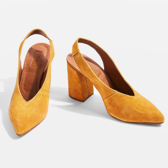 mustard slingback shoes
